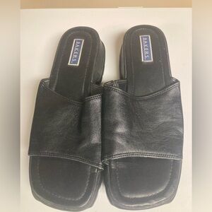 Bakers Elegant Black Leather Slides